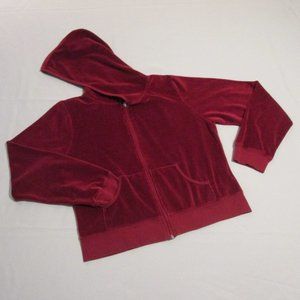 💓 Z JUNIORS VELOUR FULL ZIP BURGUNDY/RED HOODIE – SIZE L 💓